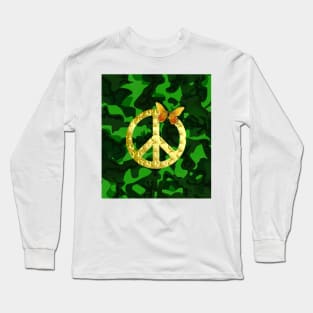 Peace Symbol Camouflage Butterfly Long Sleeve T-Shirt